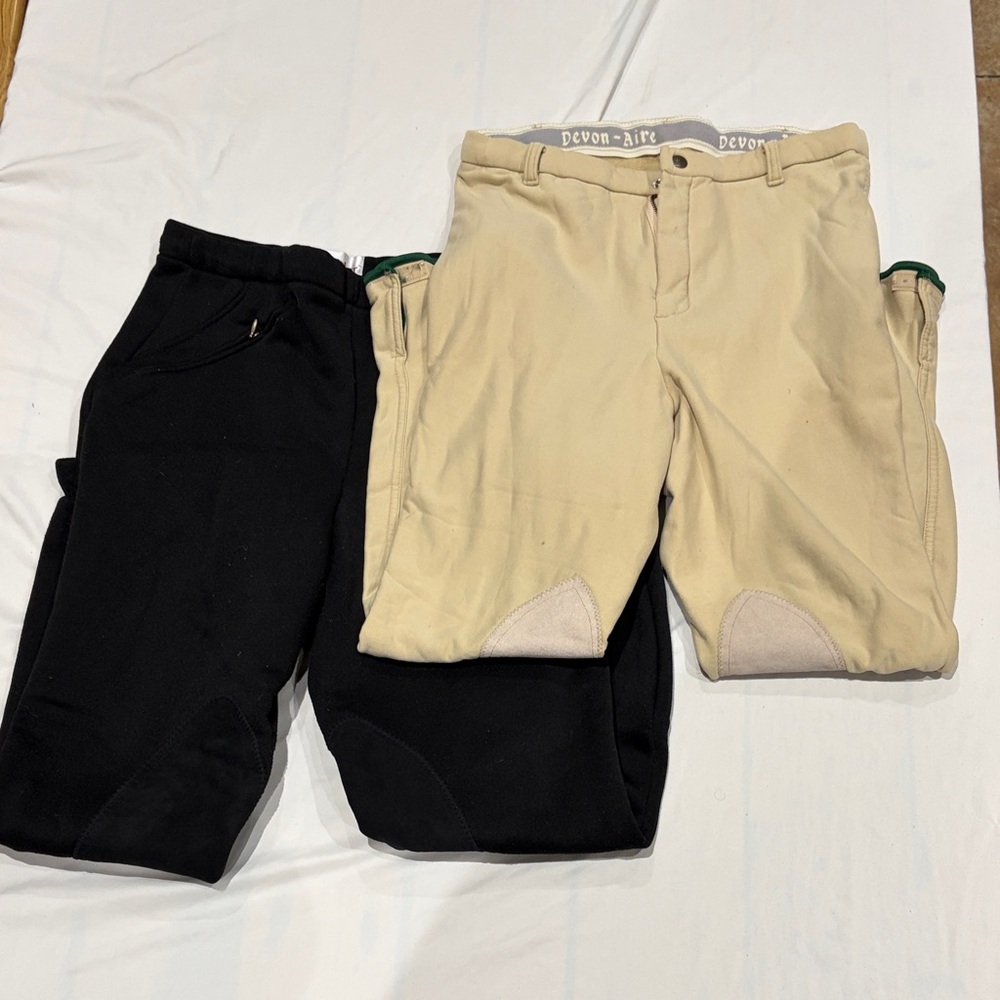 Beige and Black Winter Knee Patch Riding Breeches